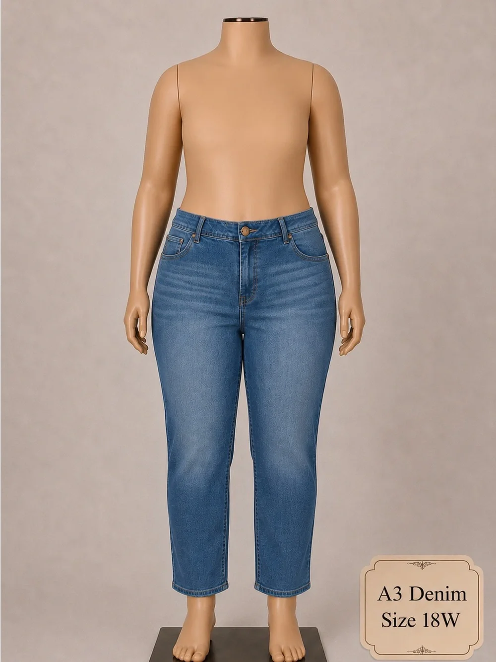 A3 Design Mid Wash Blue Straight-Leg Jeans - Picture 1 of 1